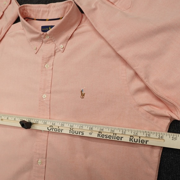 Polo Ralph Lauren Iconic Oxford Sport Button Down Shirt Cotton Men Size L Peach - Picture 4 of 11
